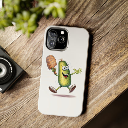 Pickle Player Action: Cartoon Swinging Pickleball Paddle - Sporty Charm - Tough Phone Cases