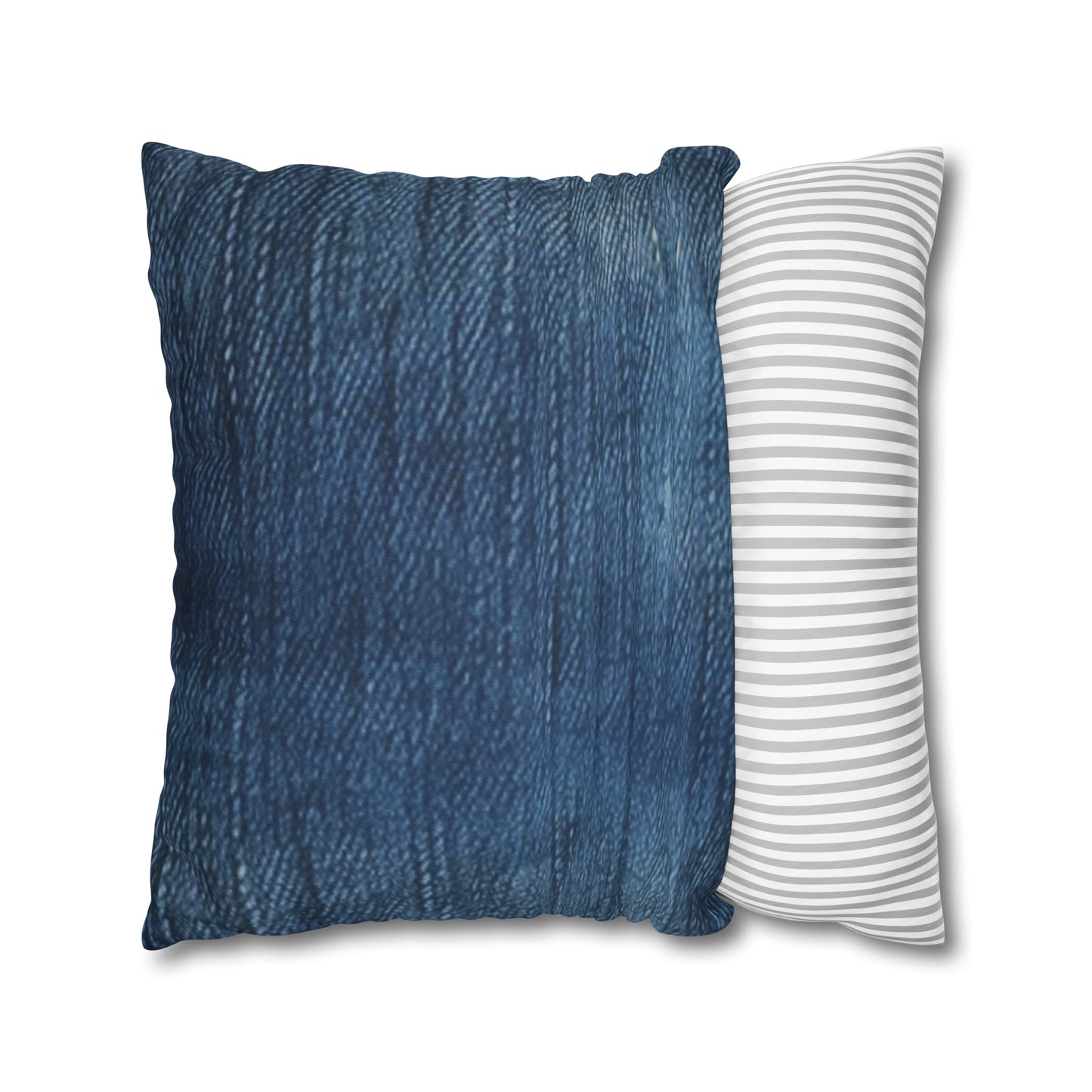 Indigo Splash: Washed Denim Reverie in Deep Blue - Spun Polyester Square Pillow Case