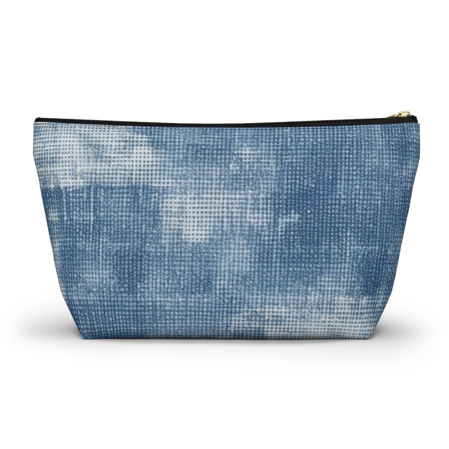 Faded Blue Washed-Out: Denim-Inspired, Style Fabric - Accessory Pouch w T-bottom