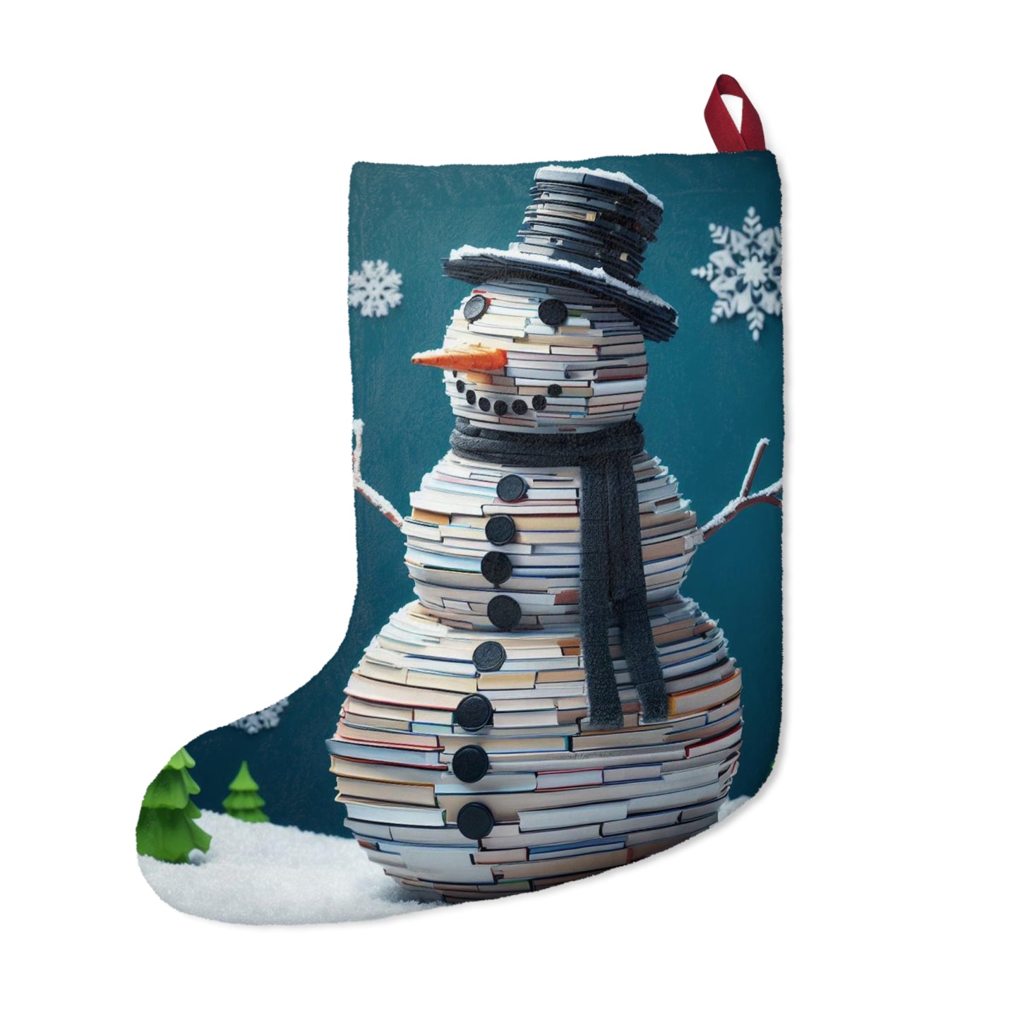 Enchanted Reader Snowman: Book Stack Lover Christmas Frosty Figure - Christmas Stockings