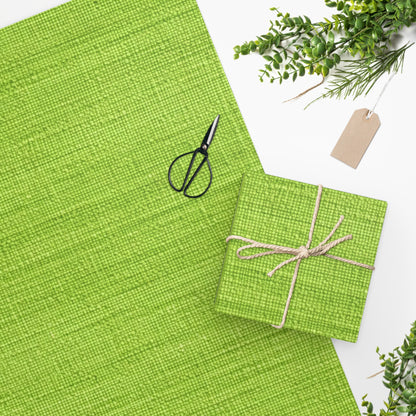 Lush Grass Neon Green: Denim-Inspired, Springtime Fabric Style - Wrapping Paper