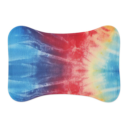 Rainbow Tie-Dye Denim: Vibrant Multi-Color, Fabric Design Spectacle - Dog & Pet Feeding Mats