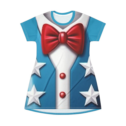 Patriotic USA Tuxedo-Print LADIES Dress TEE - Chic Party, Bachelorette, Hen Night Tee - Birthday Present
