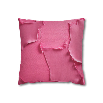 Distressed Neon Pink: Edgy, Ripped Denim-Inspired Doll Fabric - Spun Polyester Square Pillow Case