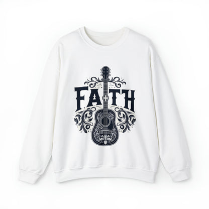 Guitar Cross Faith - Christian Gift, Love and Grace, Faithful, Jesus - Unisex Heavy Blend™ Crewneck Sweatshirt