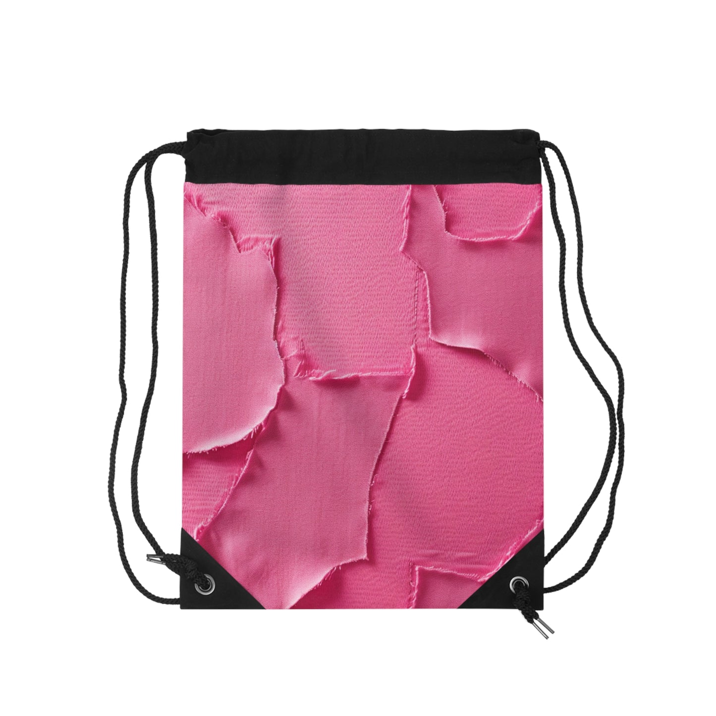 Distressed Neon Pink: Edgy, Ripped Denim-Inspired Doll Fabric - Drawstring Bag