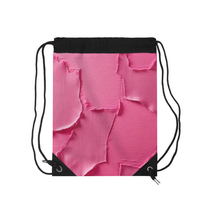 Distressed Neon Pink: Edgy, Ripped Denim-Inspired Doll Fabric - Drawstring Bag