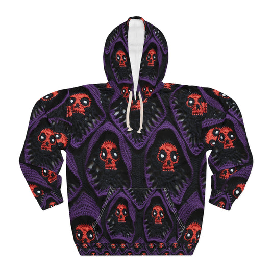 Grim Reaper Crochet Halloween Fright Scare Ghoul Fantasy Horror - Unisex Pullover Hoodie (AOP)