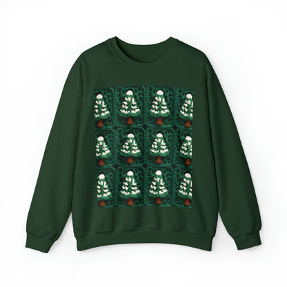 Evergreen Christmas Trees Crochet, Festive Pine Tree Holiday Craft, Yuletide Forest, Winter - Unisex Heavy Blend™ Crewneck Sweatshirt