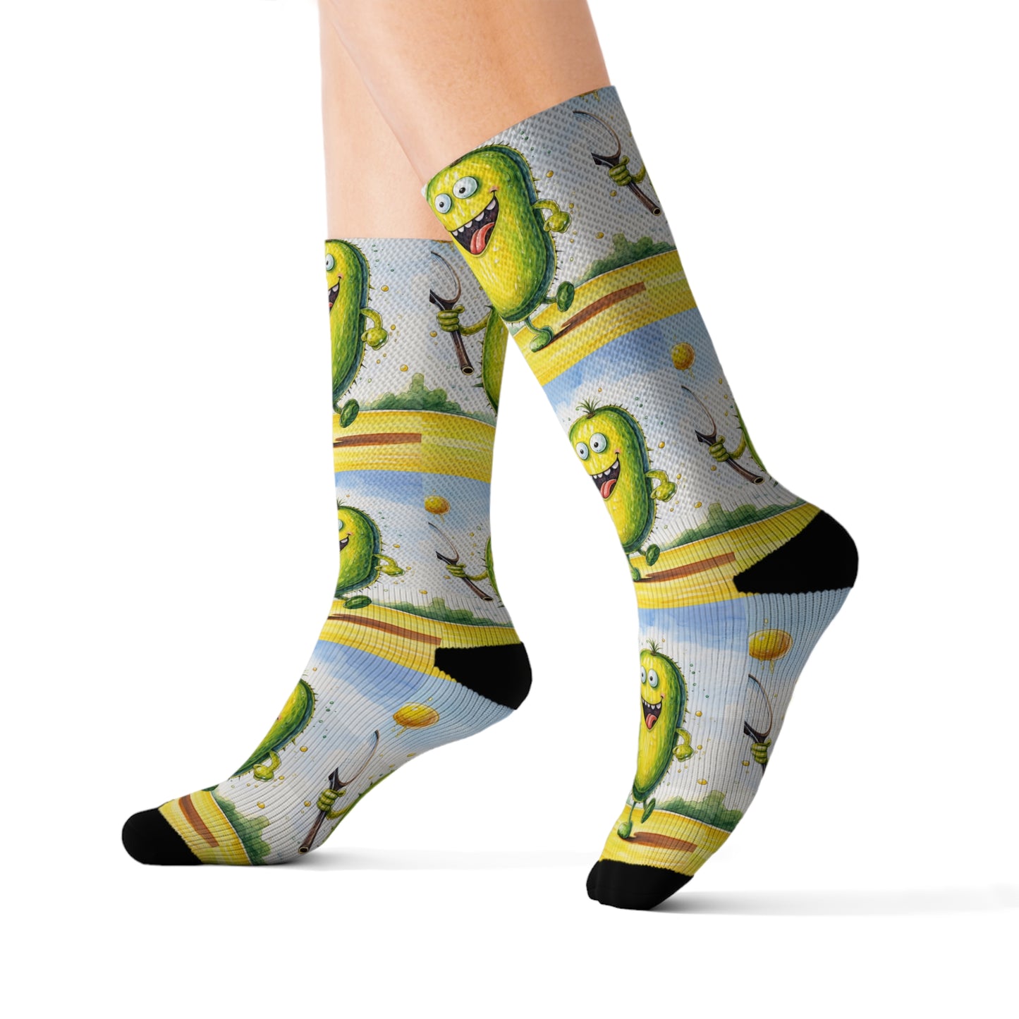 Pickleball Sport: Athletic Pickle Playing Game with Net and Paddle - Sublimation Socks