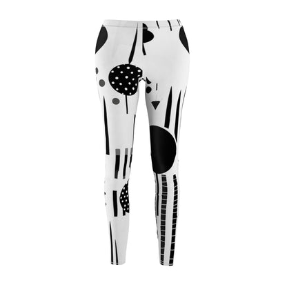 Scandinavian Minimalist Monochrome Shapes & Lines Design Women's Cut & Sew Casual Leggings (AOP)