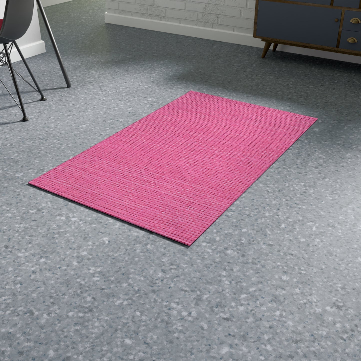 Doll-Like Pink Denim Designer Fabric Style - Dobby Rug