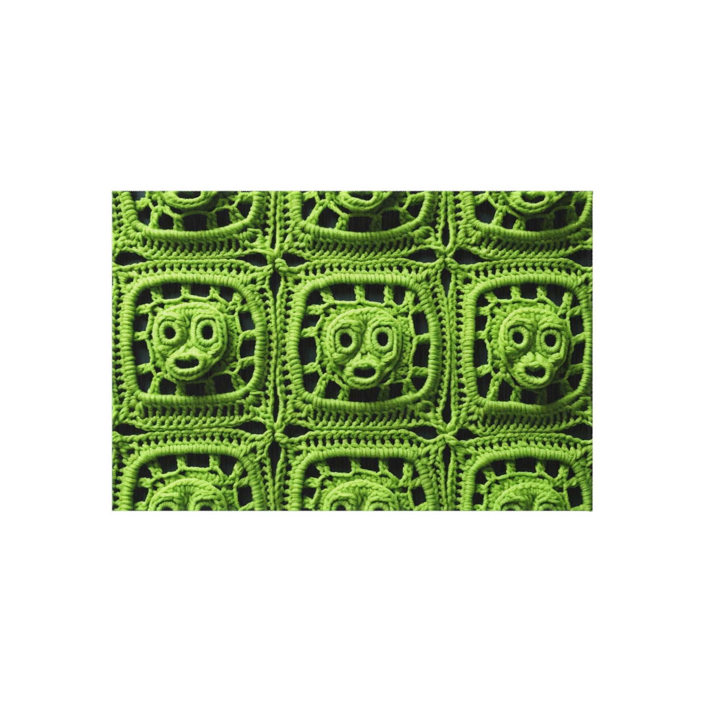 Halloween Green Alien Crochet Galactic Space Zombie Style - Outdoor Rug