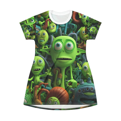 Toy Alien Story Space Character Galactic UFO Anime Cartoon - T-Shirt Dress (AOP)