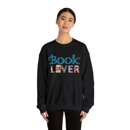 Bookworm Book Lover - Artistic Embroidery Style for Literature Fans - Unisex Heavy Blend™ Crewneck Sweatshirt