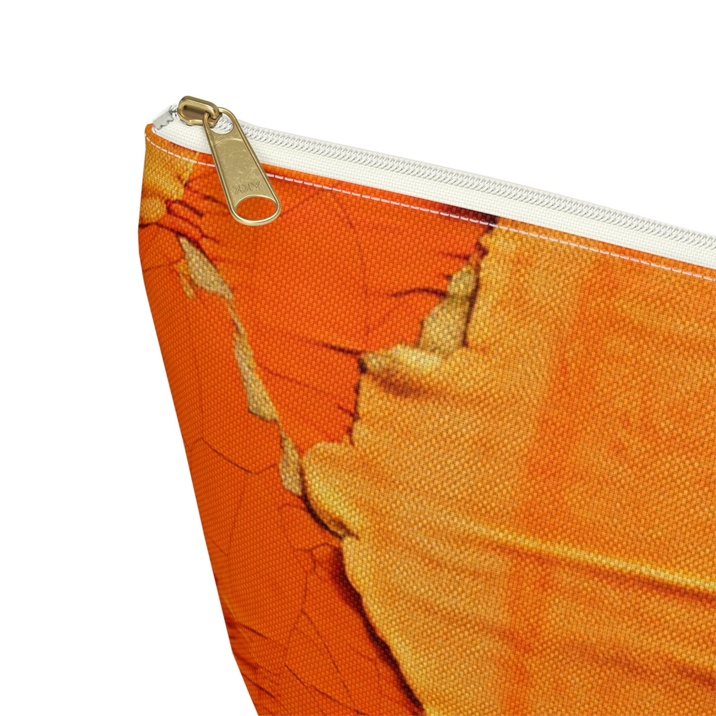 Fiery Citrus Orange: Edgy Distressed, Denim-Inspired Fabric - Accessory Pouch w T-bottom