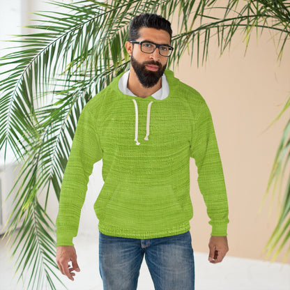 Lush Grass Neon Green: Denim-Inspired, Springtime Fabric Style - Unisex Pullover Hoodie (AOP)