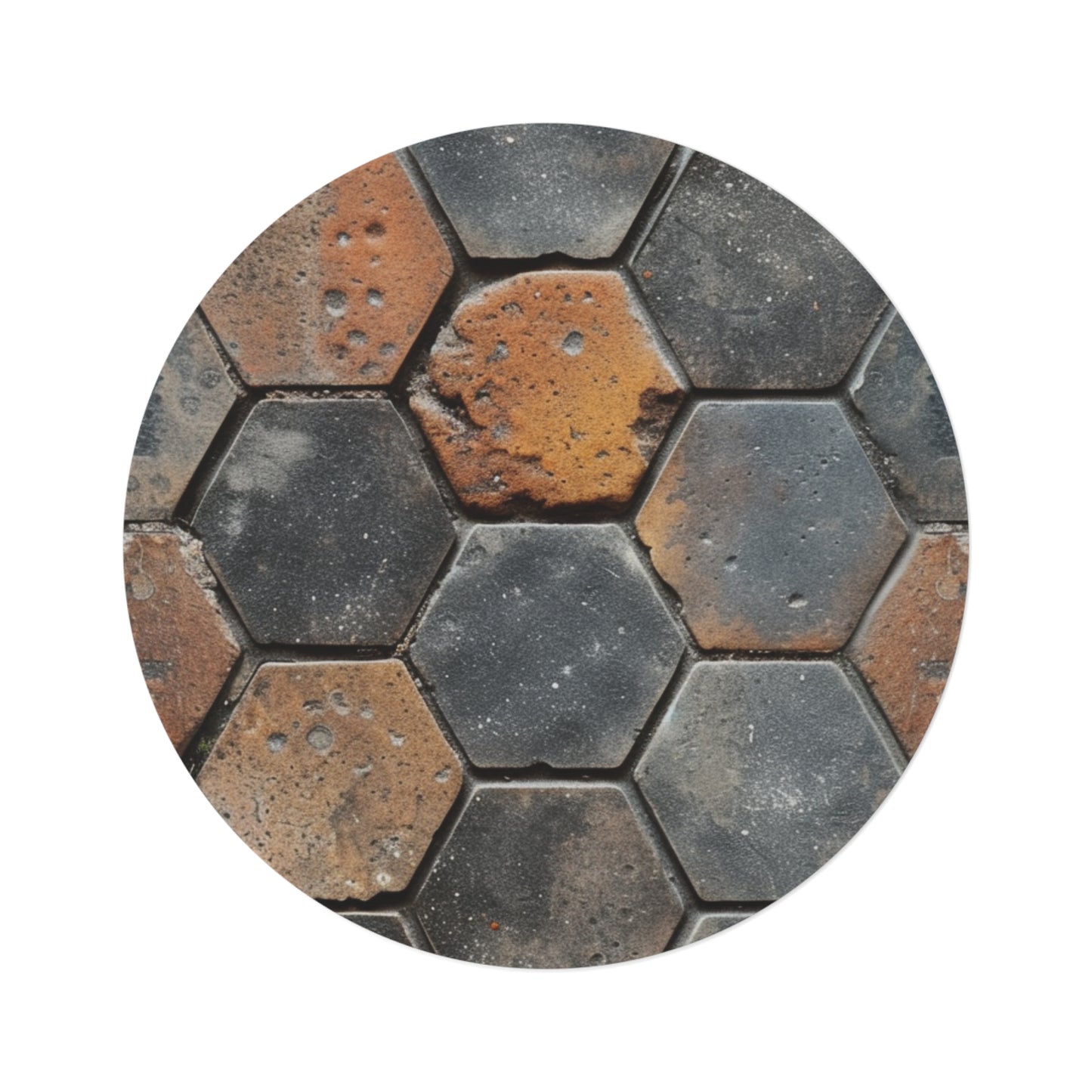 Hexagonal Floor Tiles, Faux Graphic Gift, Round Rug