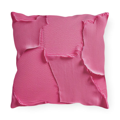 Distressed Neon Pink: Edgy, Ripped Denim-Inspired Doll Fabric - Outdoor Pillows