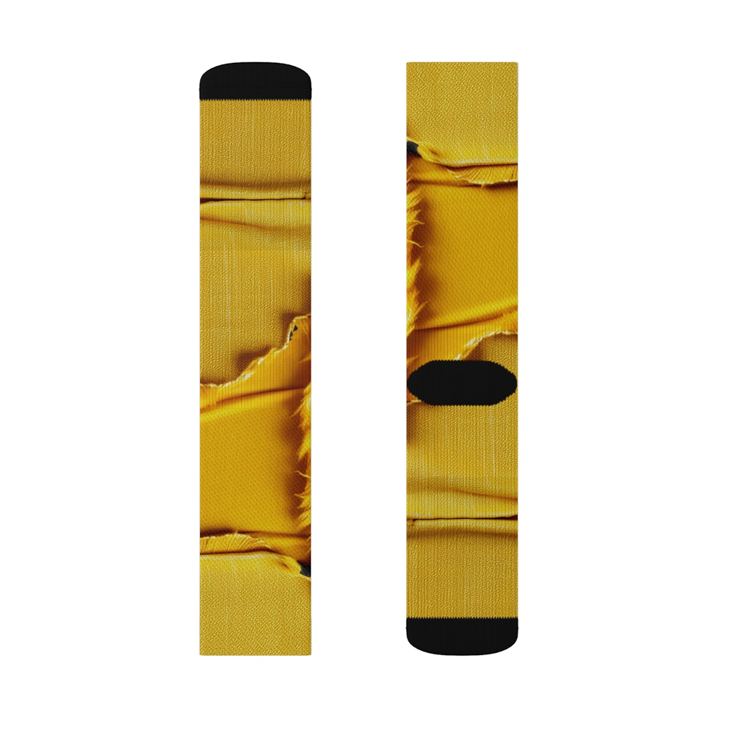 Banana Yellow Lemon: Bold Distressed, Denim-Inspired Fabric - Sublimation Socks