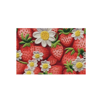 Strawberry Strawberries Embroidery Design - Fresh Pick Red Berry Sweet Fruit - Outdoor Rug