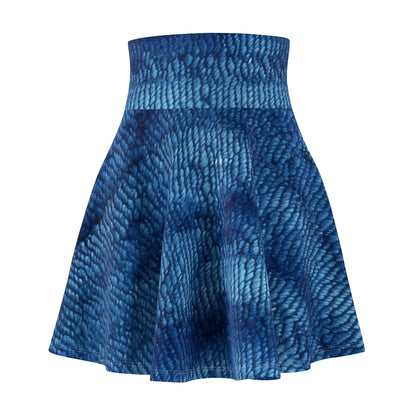 Blue Spectrum: Denim-Inspired Fabric Light to Dark - Women's Skater Skirt (AOP)