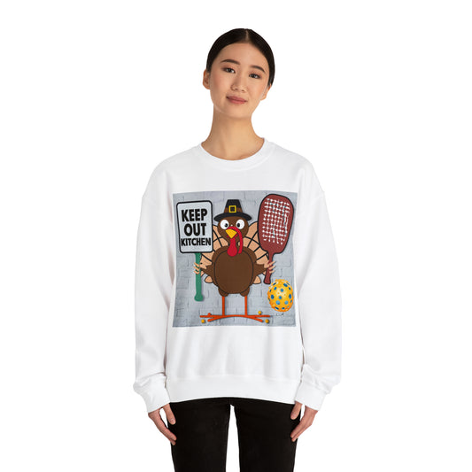 Pickleball Funny Gift - Thanksgiving Turkey - Unisex Heavy Blend™ Crewneck Sweatshirt