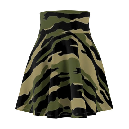 Tiger Stripe Camouflage: Military Style - Women's Skater Skirt (AOP)