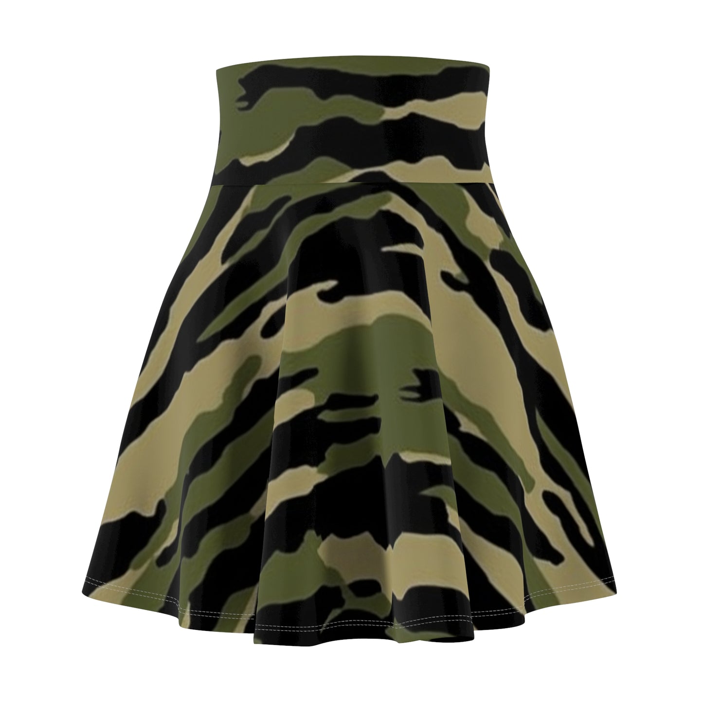 Tiger Stripe Camouflage: Military Style - Women's Skater Skirt (AOP)