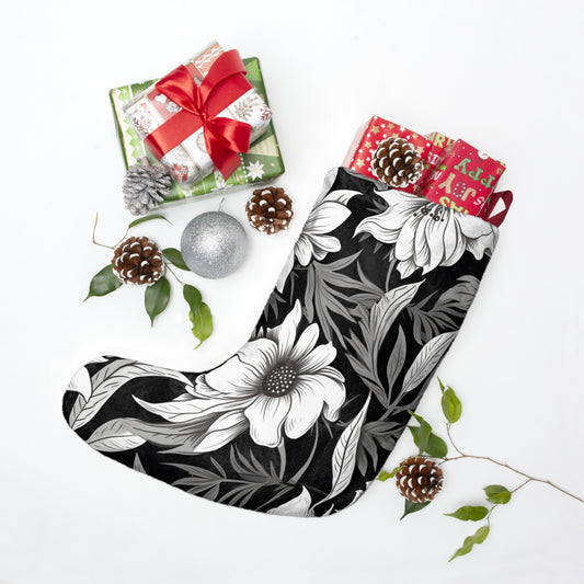 Monochromatic Floral - Blossom Maximalism, Watercolor Flower Pattern, Soft Cream Decor - Christmas Stockings