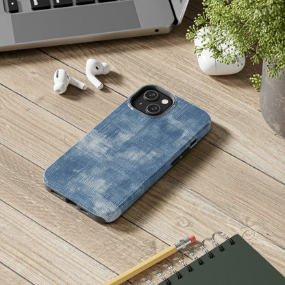 Faded Blue Washed-Out: Denim-Inspired, Style Fabric - Tough Phone Cases