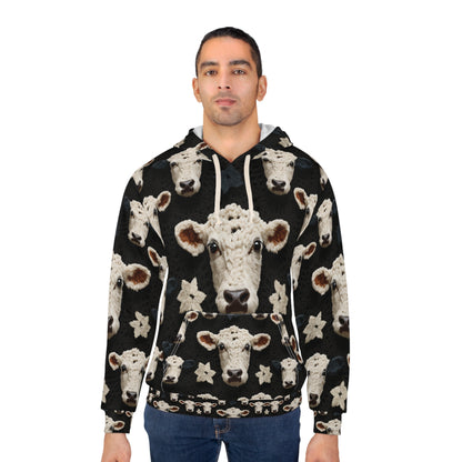 Crochet Cow Pattern Farm Animal Fabric Style - Unisex Pullover Hoodie (AOP)