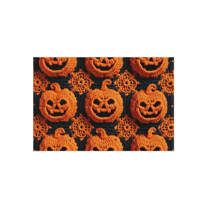 Halloween Crochet Pumpkin Scary Horror Festive Holiday Pattern - Outdoor Rug