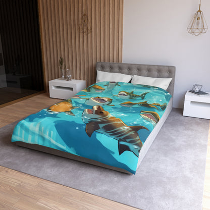 Tiger Shark: Ocean Marine Wildlife - Underwater - Microfiber Duvet Cover