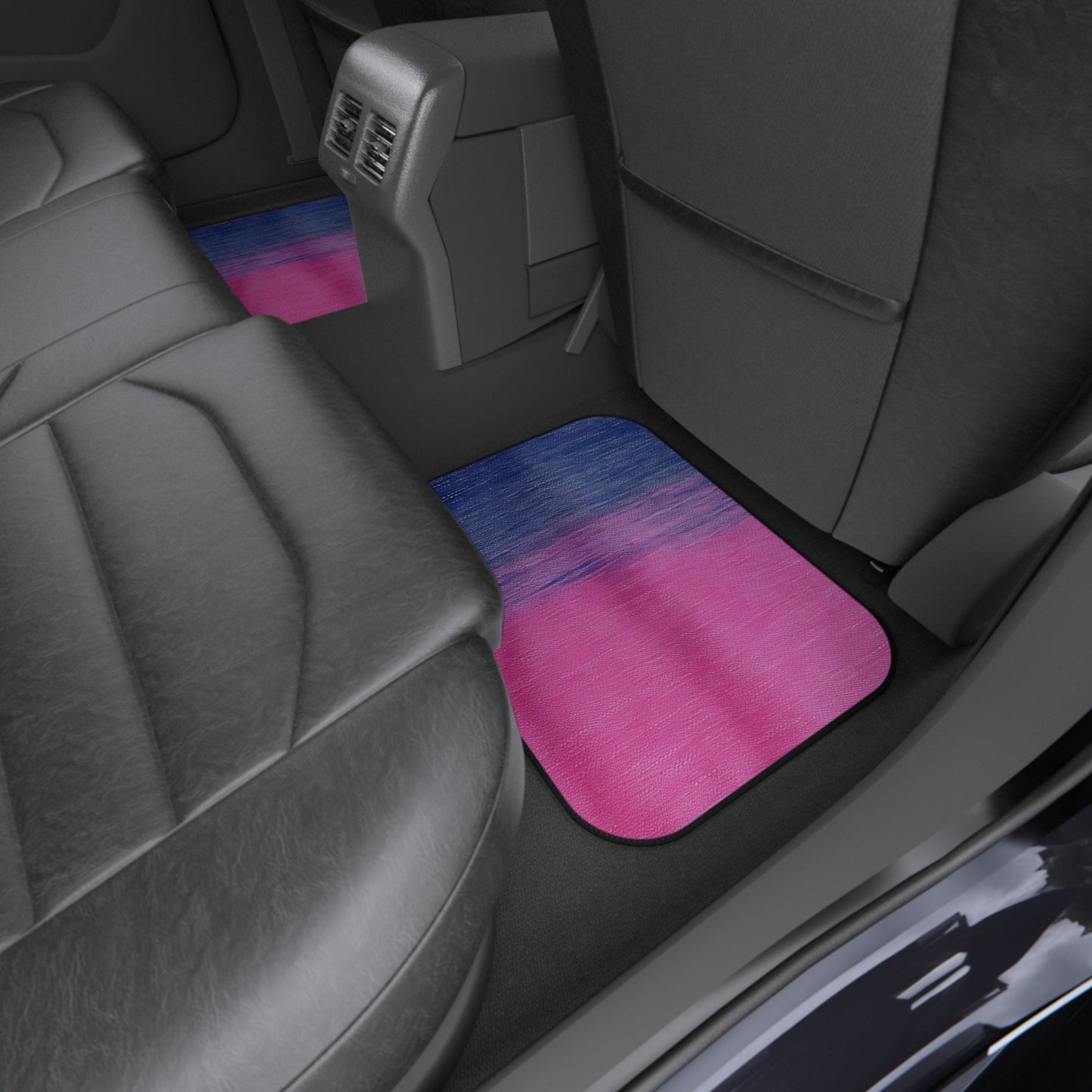 Dual Delight: Half-and-Half Pink & Blue Denim Daydream - Car Mats (Set of 4)