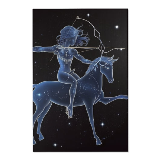 Sagittarius Zodiac in Starlit Universe - Fluorescent Colors - Area Rugs