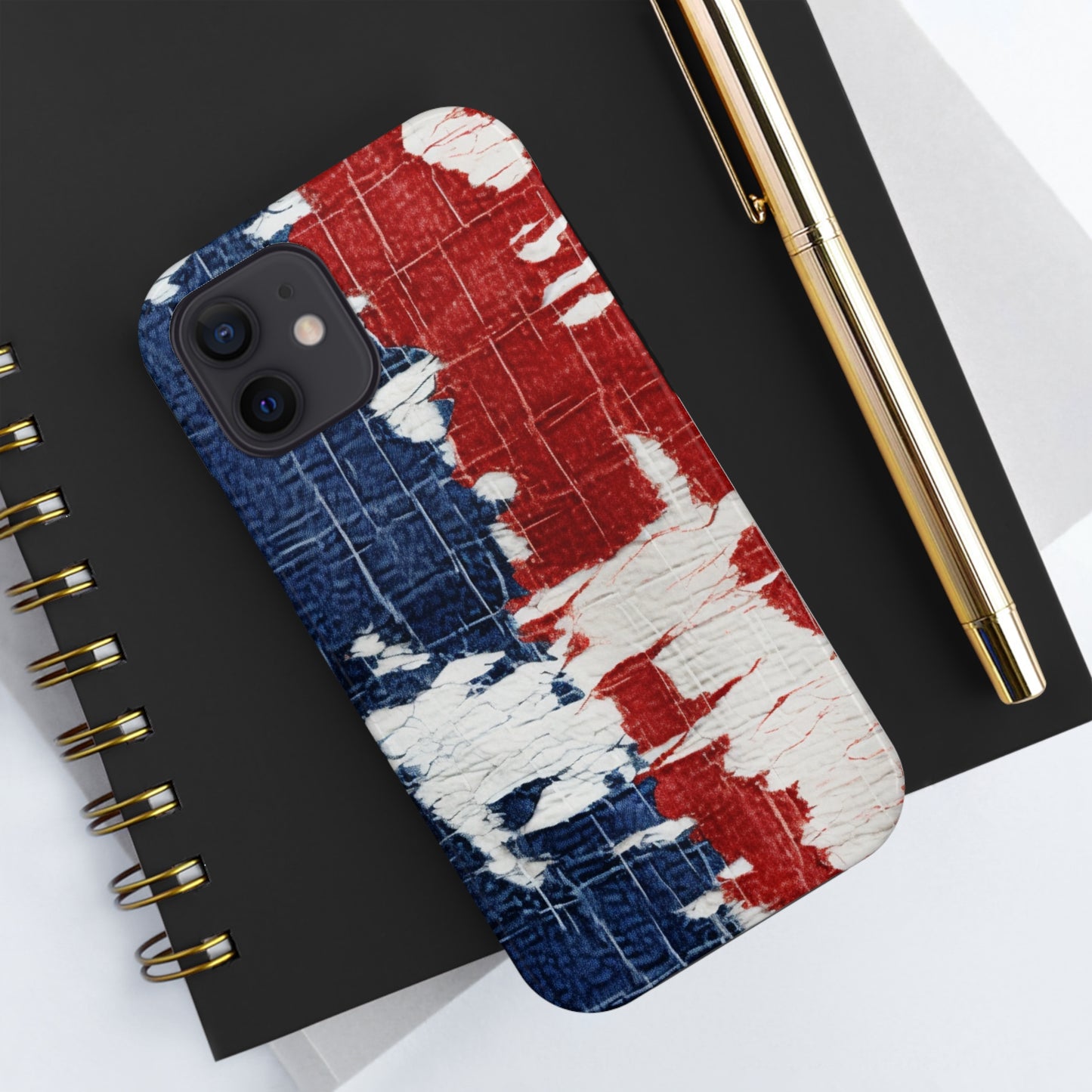 Patriotic Red, White & Blue: Distressed Denim-Style, Torn Fabric - Tough Phone Cases