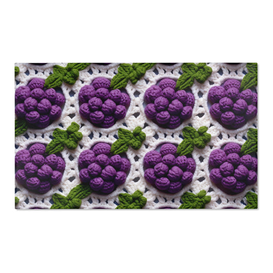 Crochet Grapes Pattern - Granny Square Design - Fresh Fruit Pick - Orchard Purple Snack Food - Area Rugs