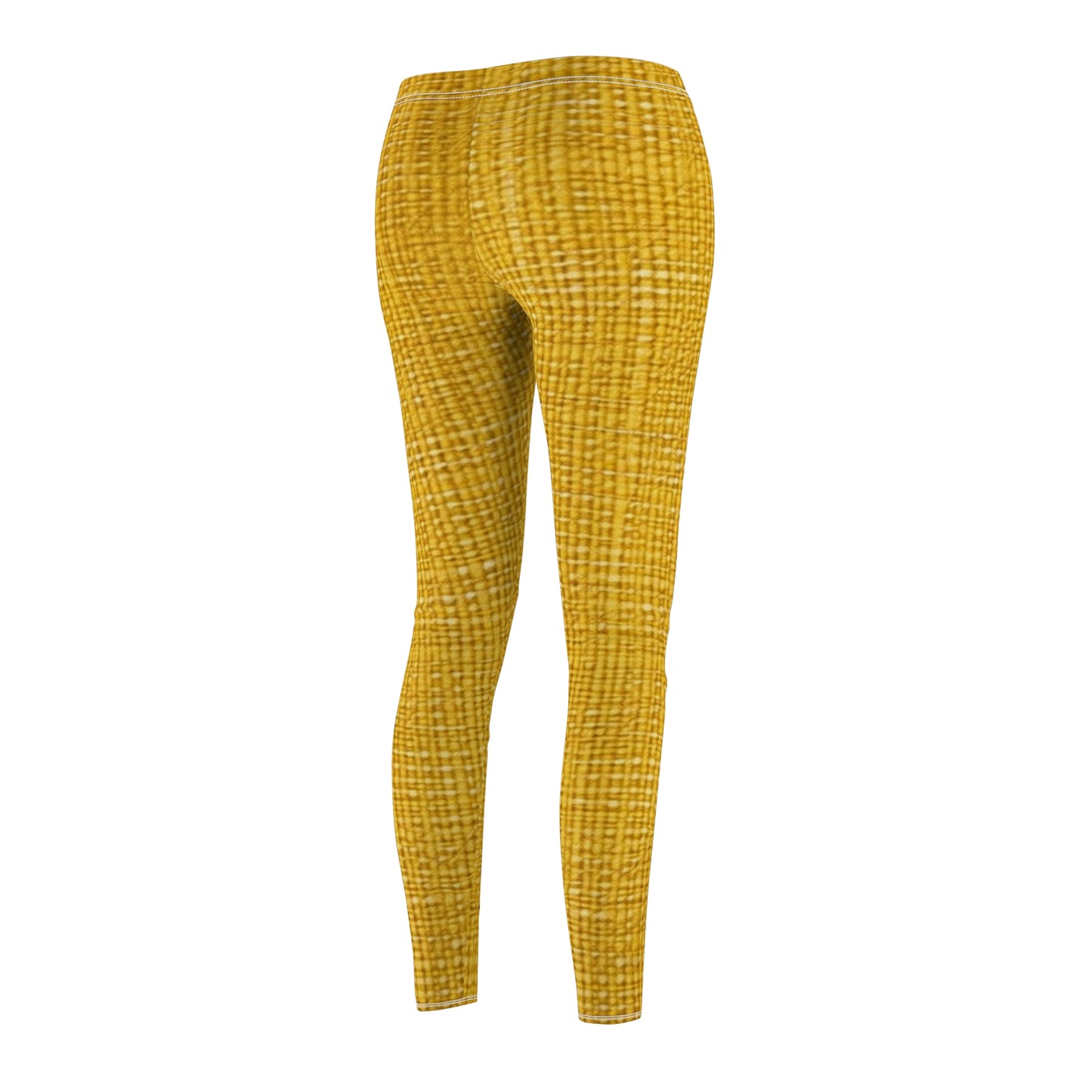 Radiant Sunny Yellow: Denim-Inspired Summer Fabric - Women's Cut & Sew Casual Leggings (AOP)