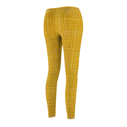 Radiant Sunny Yellow: Denim-Inspired Summer Fabric - Women's Cut & Sew Casual Leggings (AOP)