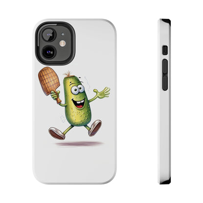 Pickle Player Action: Cartoon Swinging Pickleball Paddle - Sporty Charm - Tough Phone Cases