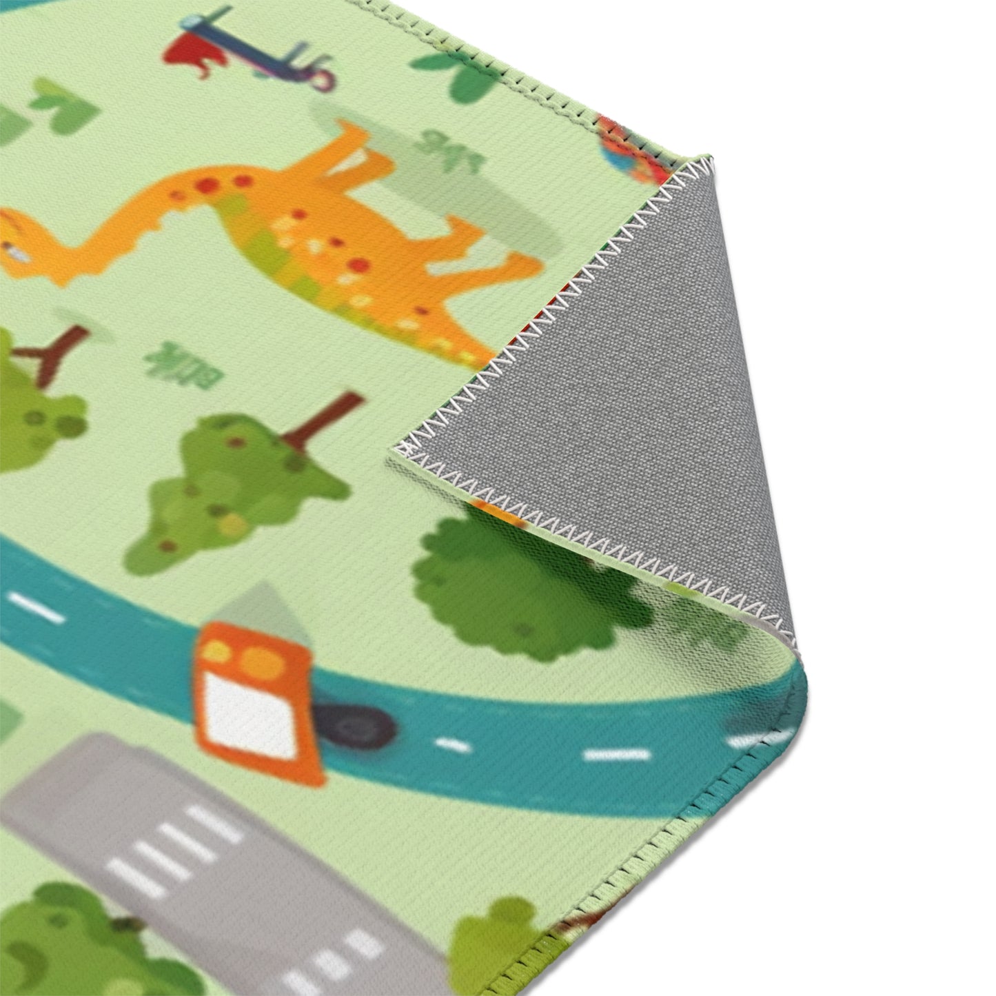 Jurassic Adventure: Children's Dinosaur Town, Vehicle Roadway Play - Area Rugs