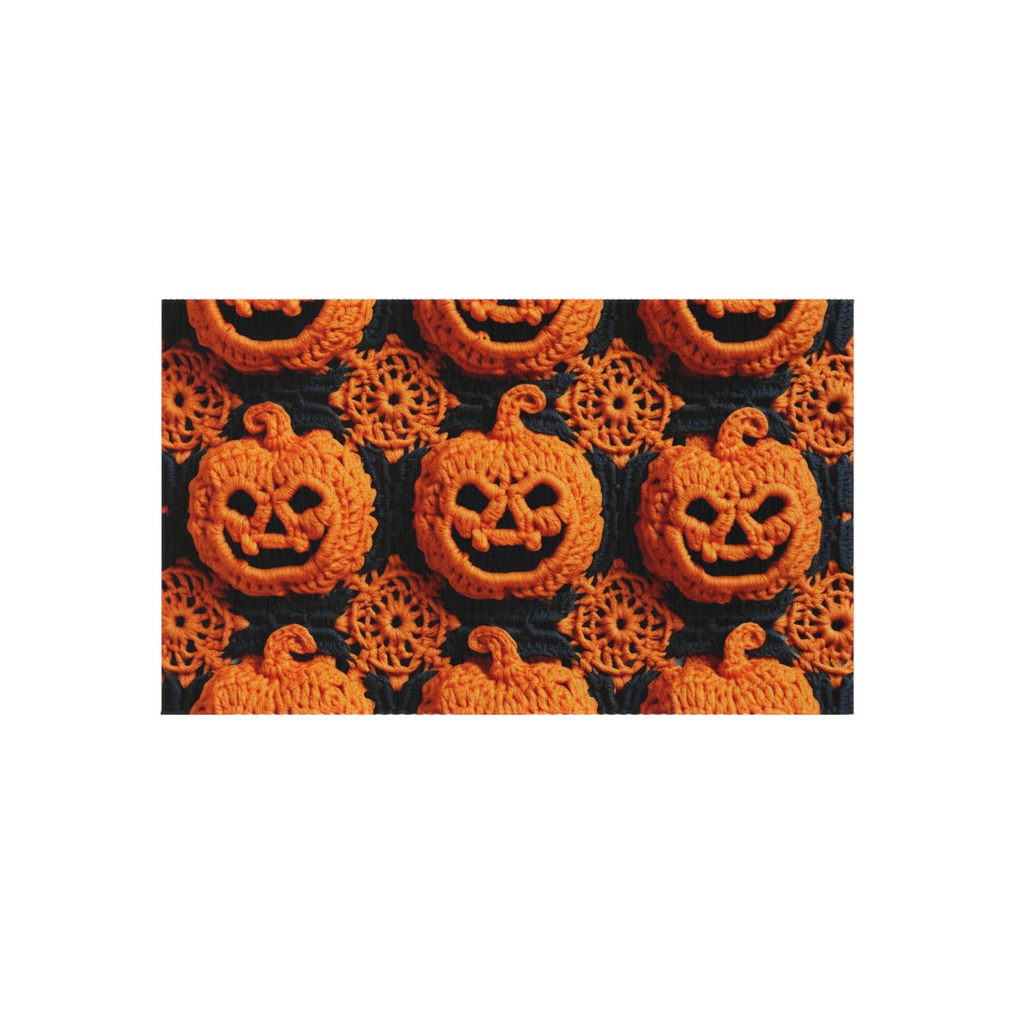 Halloween Crochet Pumpkin Scary Horror Festive Holiday Pattern - Outdoor Rug