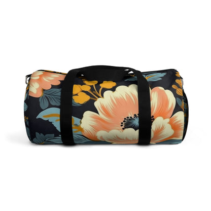 Vintage 50s 60s Inspired High-Waisted Floral Pattern Duffel Bag