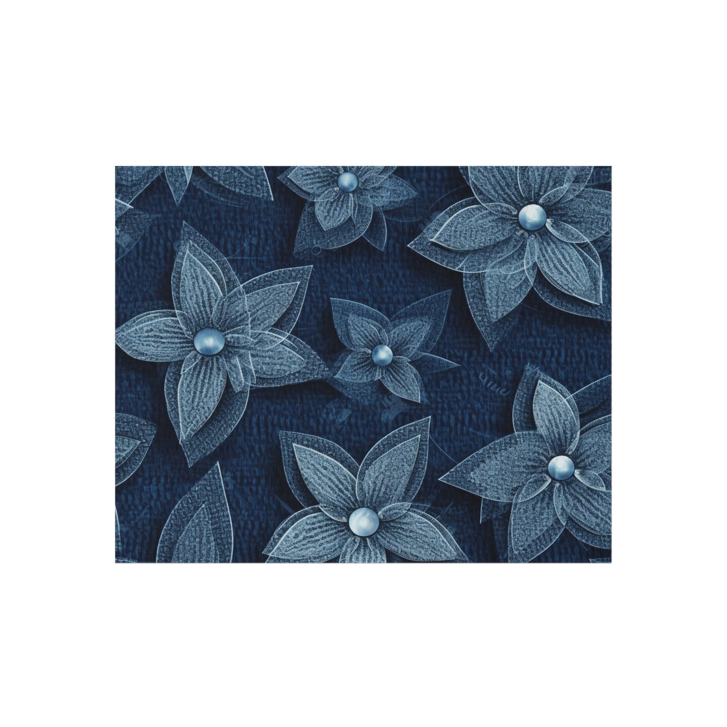 Hawaiian Flower Design - Denim-Inspired Decor Piece - Outdoor Rug