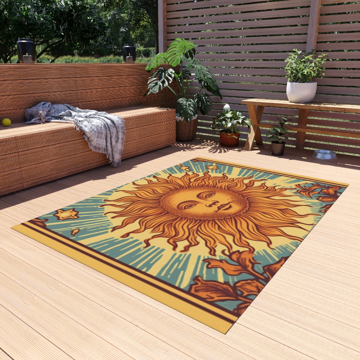 Sun Tarot Card Symbol of Growth, Life, and Radiance - Outdoor Rug