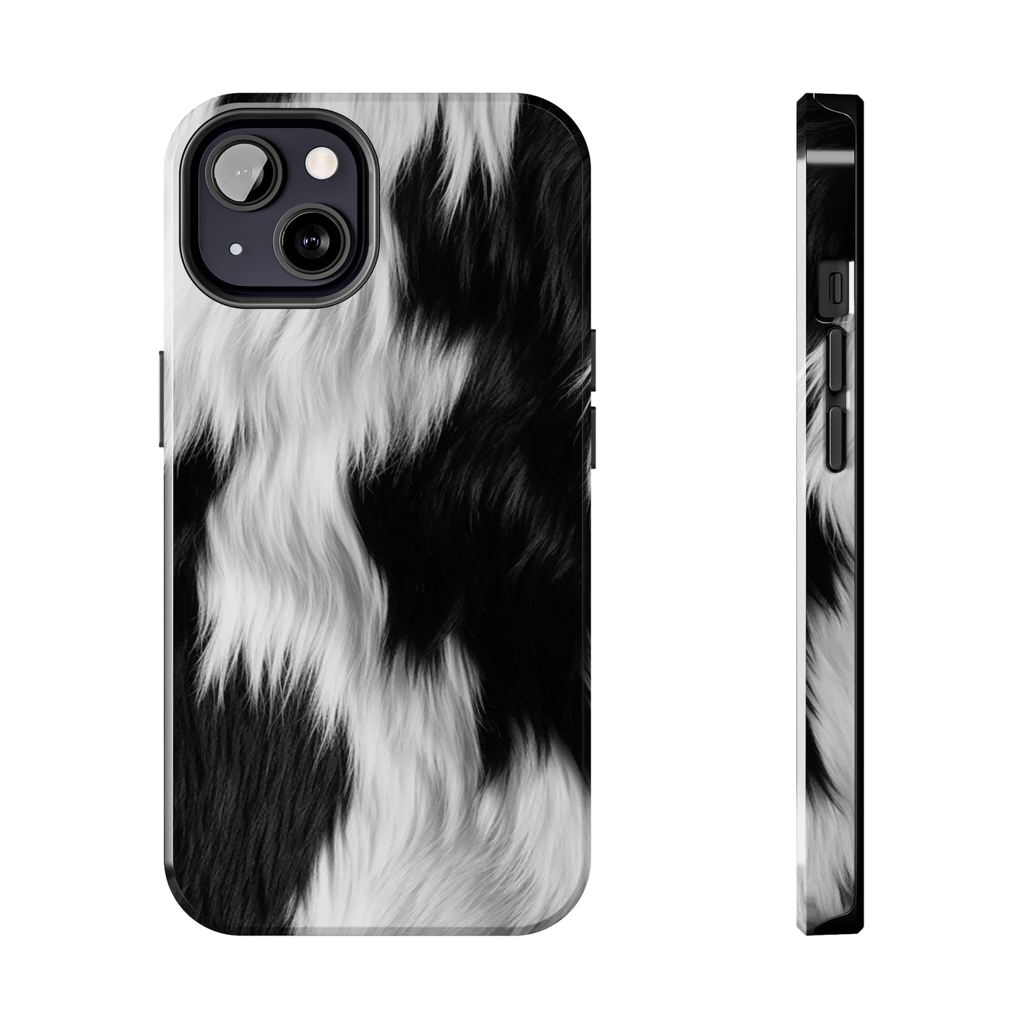 Cowhide on Hair Leather - Black and White - Designer Style - Tough Phone Cases