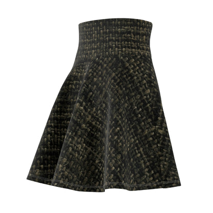 Sophisticated Seamless Texture - Black Denim-Inspired Fabric - Women's Skater Skirt (AOP)