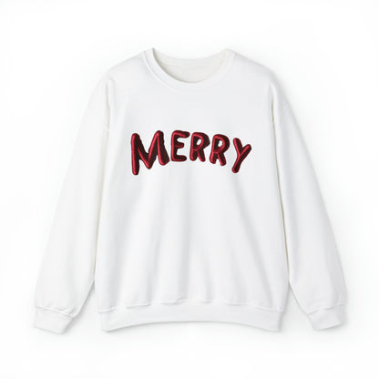 Merry Chenille Patch - Christmas Design - Unisex Heavy Blend™ Crewneck Sweatshirt