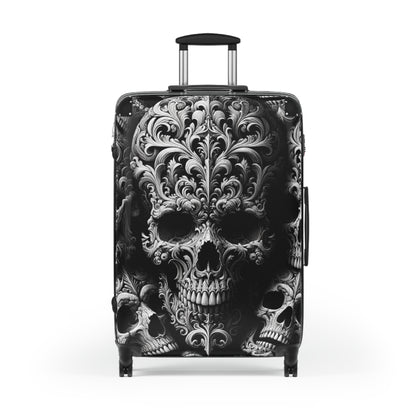 Obsidian Trek: Black Gothic, Skull Embossed, Suitcase